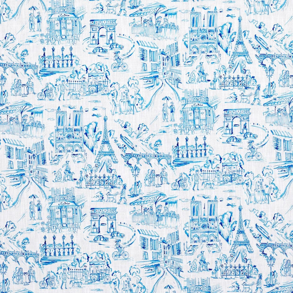 Toile de Paris Bleu Curtain