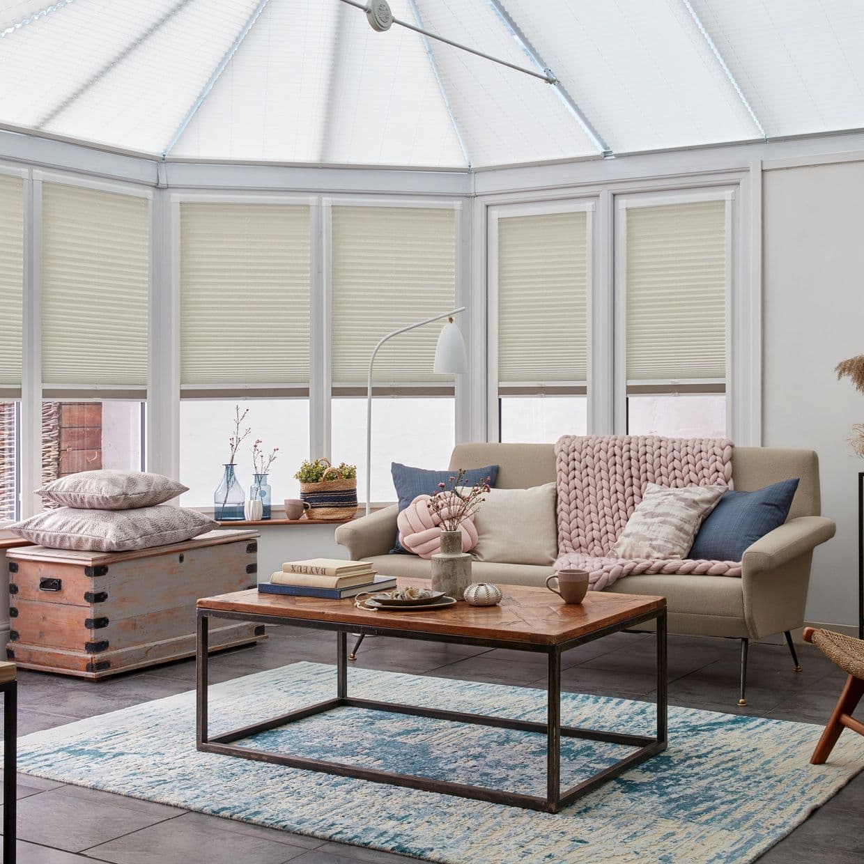 Tocarra Pearled Ivory Conservatory Side Pleated Blind