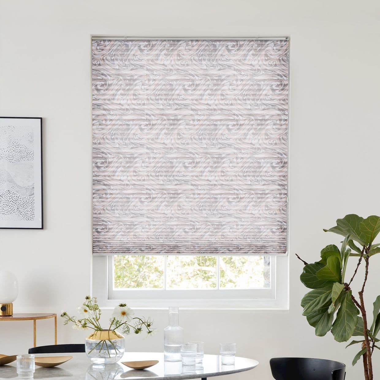 Quartz Pink/Grey Pleated Blind