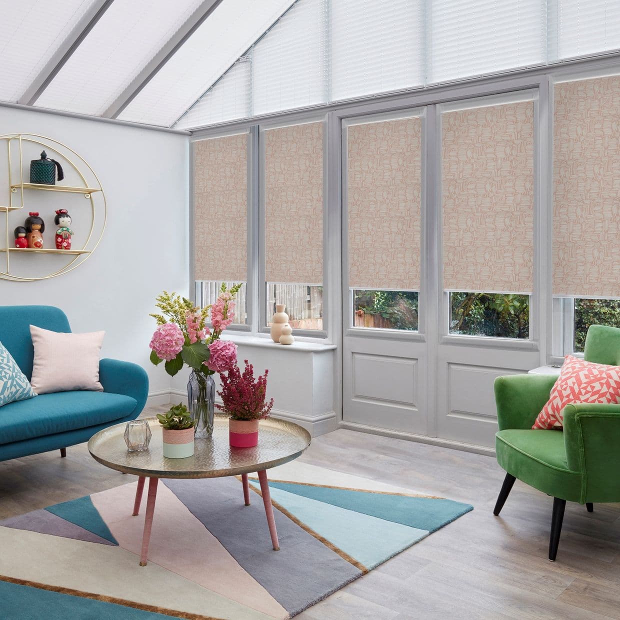 Matchsticks Blackout Coral Conservatory Roller blind