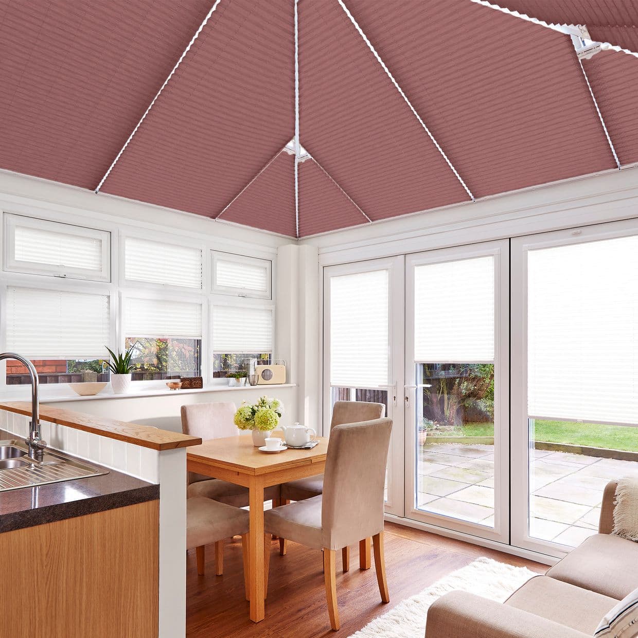 Mini Stripe Lavender Conservatory Roof Pleated Blind